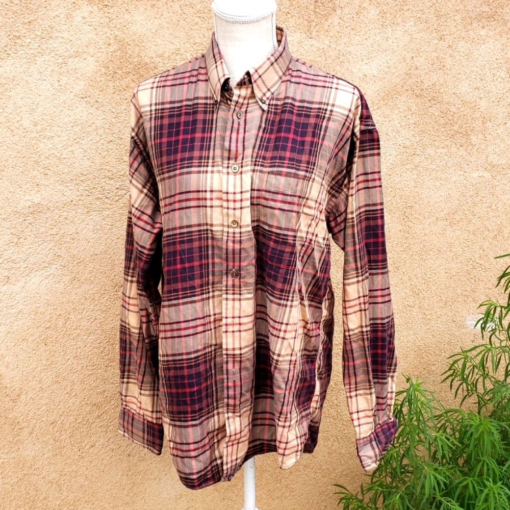 Vintage Burberry London Caxston check  checkered plaid button down dress shirt